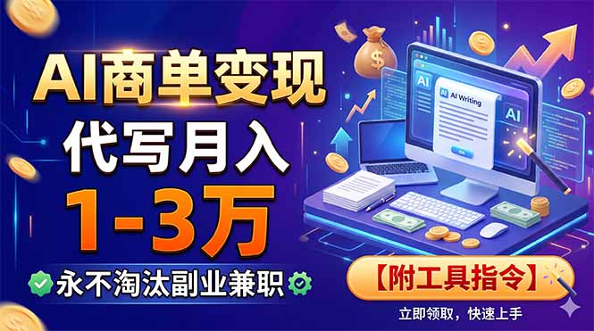 AI商单变现，靠代写月入1-3万，永不淘汰副业兼职【附工具指令】-阿牛笔记
