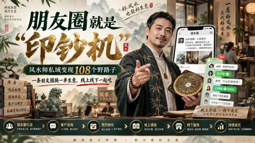 朋友圈就是“印钞机”，风水师私域变现108个野路子，一条朋友圈换一单生意，线上线下一起吃【文档】-阿牛笔记