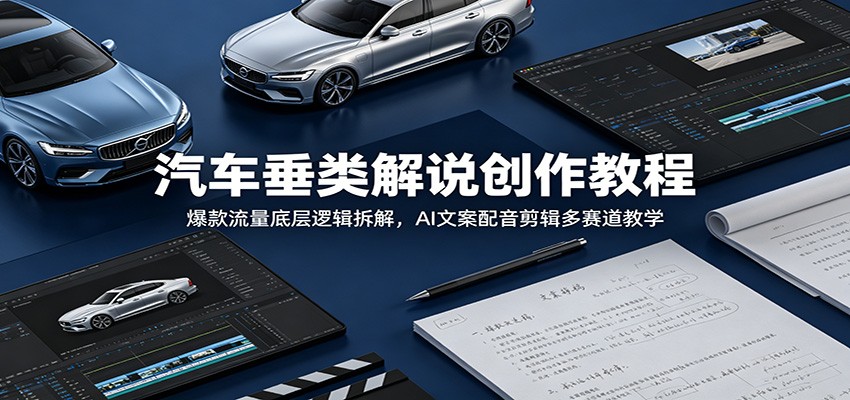 汽车垂类解说创作教程：爆款流量底层逻辑拆解，AI文案配音剪辑多赛道教学-阿牛笔记
