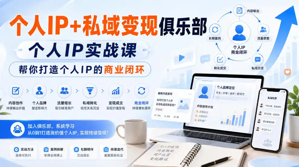 个人IP+私域变现俱乐部,个人IP实战课,帮你打造个人IP的商业闭环-阿牛笔记