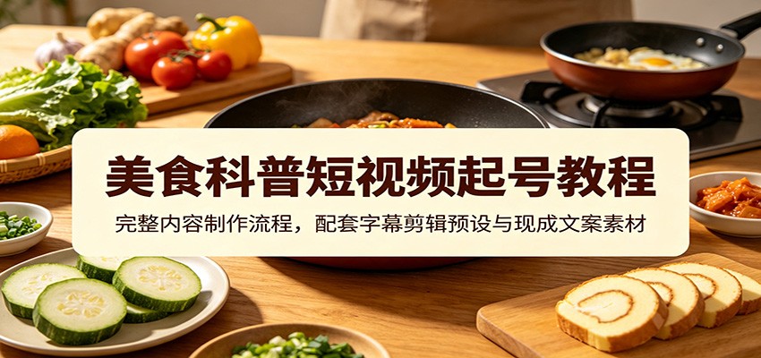 美食科普短视频起号教程：完整内容制作流程，配套字幕剪辑预设与现成文案素材-阿牛笔记