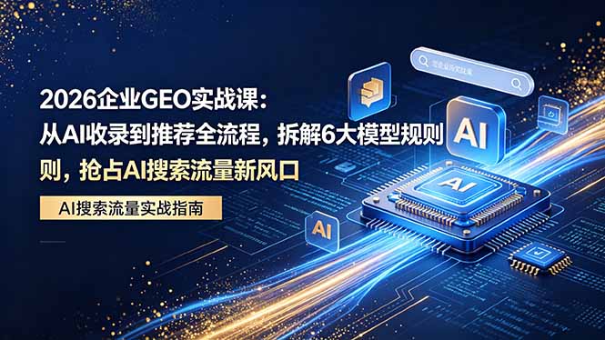 2026 企业GEO实战课：从AI收录到推荐全流程，拆解6大模型规则，抢占 AI 搜索流量新风口-阿牛笔记