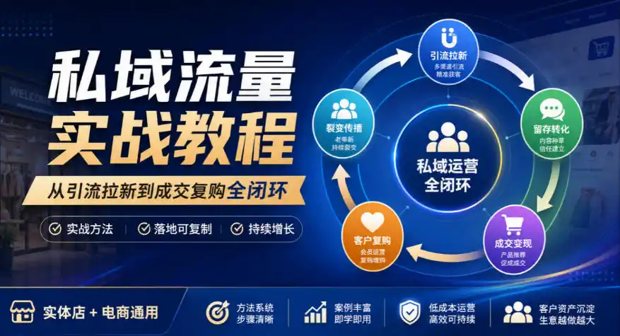 私域流量实战教程，从引流拉新到成交复购全闭环，实体店电商通用-阿牛笔记