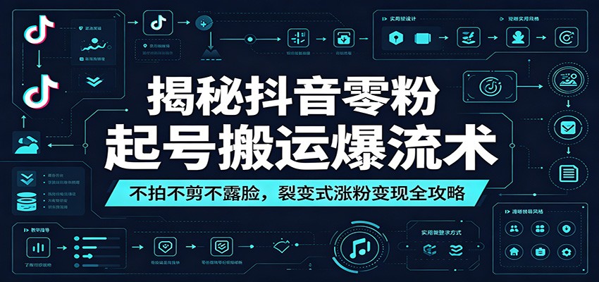 揭秘抖音零粉起号搬运爆流术:不拍不剪不露脸,裂变式涨粉变现全攻略-阿牛笔记