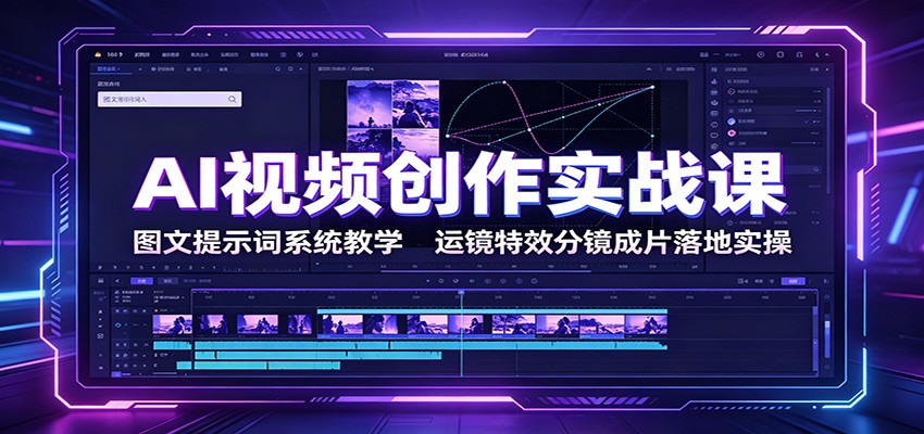 AI视频创作实战课:图文提示词系统教学,运镜特效分镜成片落地实操-阿牛笔记