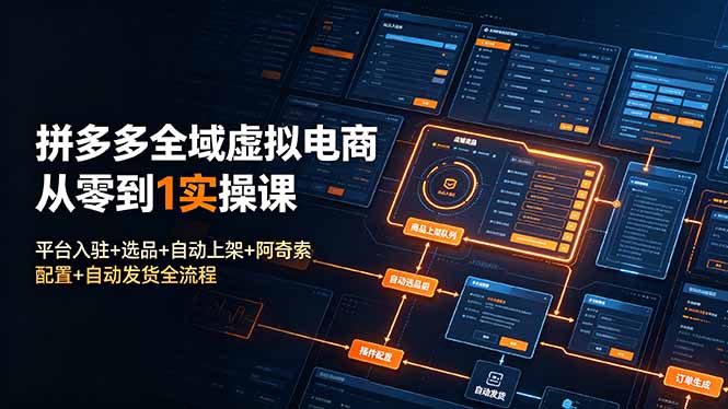 拼多多全域虚拟电商从零到1实操课:平台入驻+选品+自动上架+阿奇索配置+自动发货全流程-阿牛笔记