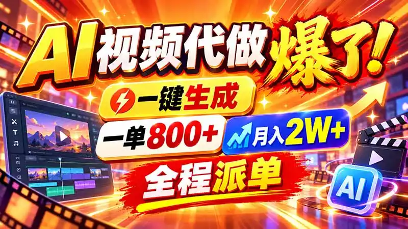 2026年底新赛道,AI视频代做一单800+,小白可做,告别打工-阿牛笔记