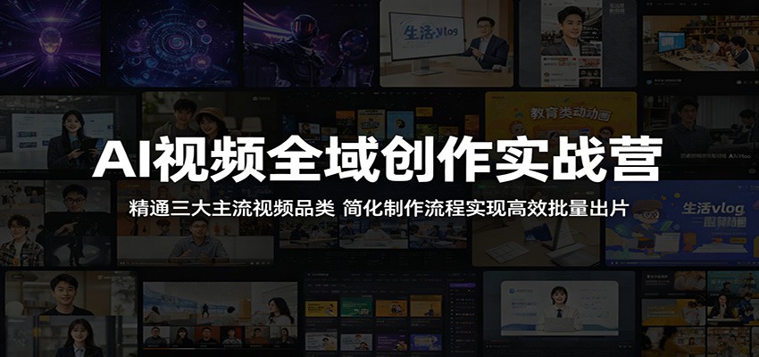 AI视频全域创作实战营:精通三大主流视频品类,简化制作流程实现高效批量出片-阿牛笔记