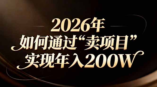 站在2026年的十字路口：一个普通人如何通过卖项目实现年入200万-阿牛笔记