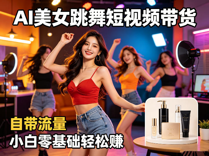 AI美女跳舞短视频带货：自带流量，小白零基础轻松賺，详细拆解-阿牛笔记