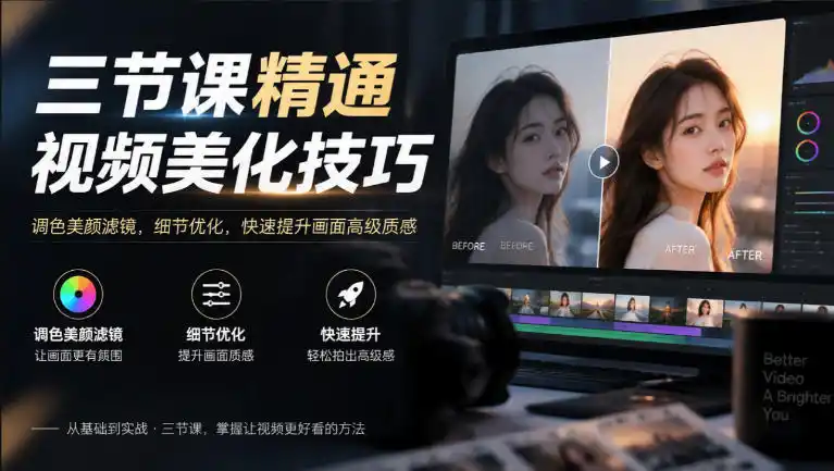 三节课精通视频美化技巧|调色美颜滤镜,细节优化,快速提升画面高级质感-阿牛笔记