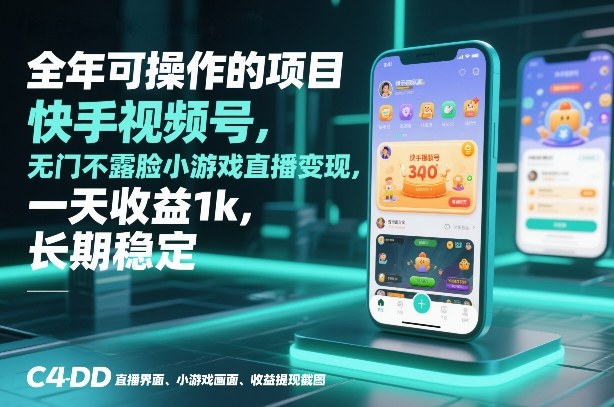 全年可操作的项目，快手视频号无门槛不露脸小游戏直播变现，一天收益1k，长期稳定【揭秘】-阿牛笔记