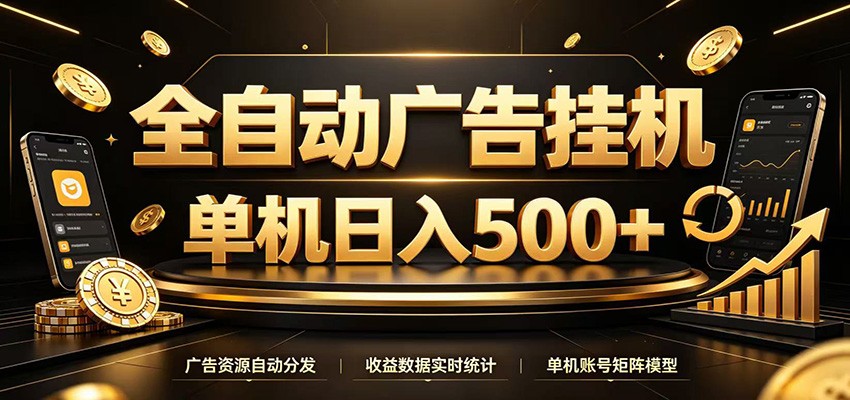 全自动广告挂机,每天24小时不停的去看广告获取收益,单机500+-阿牛笔记