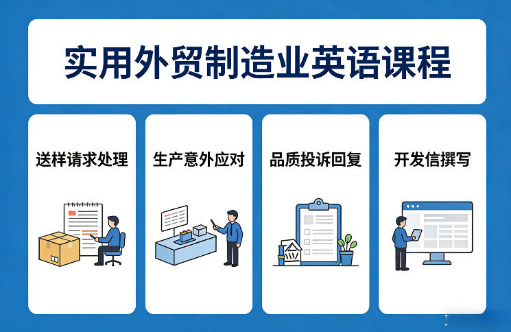 实用外贸制造业英语课程，教你专业处理送样请求、应对生产意外、回复品质投诉、撰写开发信等-阿牛笔记