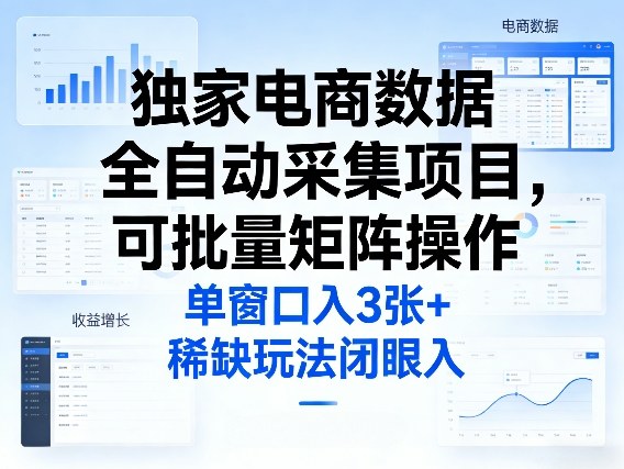 独家电商数据全自动采集项目，可批量矩阵操作，单窗口日入3张+，稀缺玩法闭眼入【揭秘】-阿牛笔记