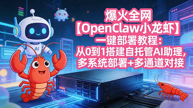 爆火全网【OpenClaw 小龙虾】一键部署教程：从0到1搭建自托管AI助理，多系统部署+多通道对接-阿牛笔记