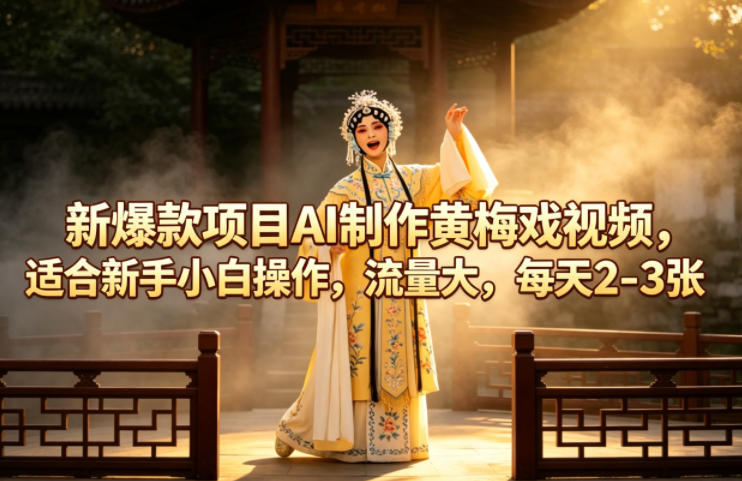 新爆款项目AI制作黄梅戏视频，适合新手小白操作，流量大，每天2-3张-阿牛笔记