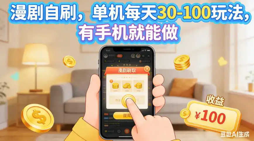 漫剧自刷，单机每天30-100玩法，有手机就能做，可矩阵操作放大收益【揭秘】-阿牛笔记