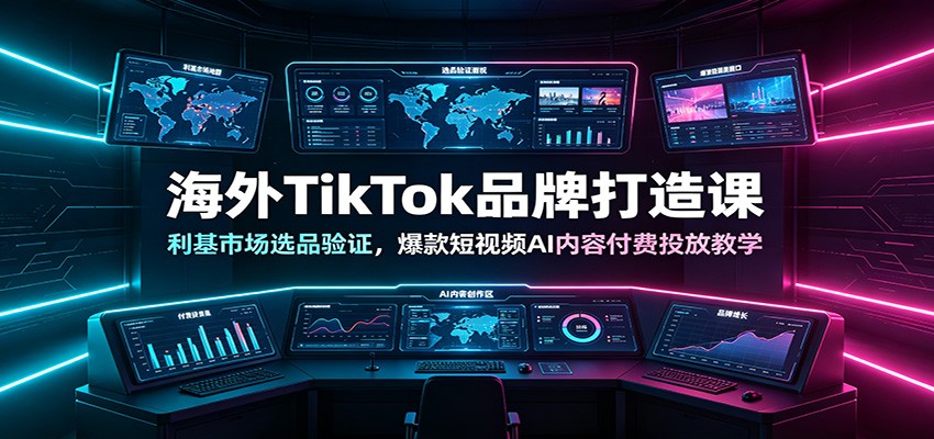 海外TikTok品牌打造课：利基市场选品验证，爆款短视频AI内容付费投放教学-阿牛笔记