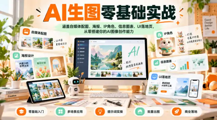 AI生图零基础实战,涵盖自媒体配图、海报、IP角色、信息图表、UI落地页,从零搭建你的AI图像创作能力-阿牛笔记
