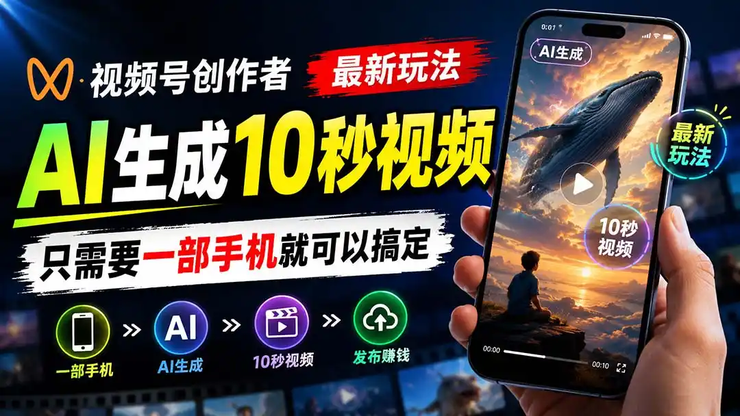 视频号创作者最新玩法，AI生成10秒视频，只需要一部手机就可以搞定-阿牛笔记