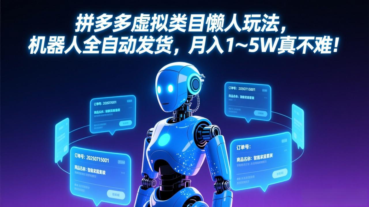 拼多多虚拟类目懒人玩法，机器人全自动发货，月入 1-5W 真不难！-阿牛笔记