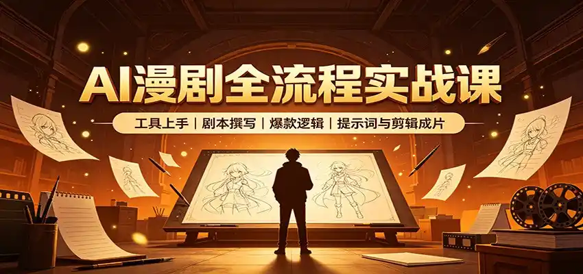 AI漫剧全流程实战课：工具上手、剧本撰写、爆款逻辑、提示词与剪辑成片-阿牛笔记