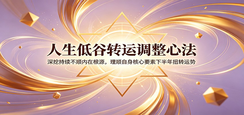 人生低谷转运调整心法：深挖持续不顺内在根源，理顺自身核心要素下半年扭转运势-阿牛笔记