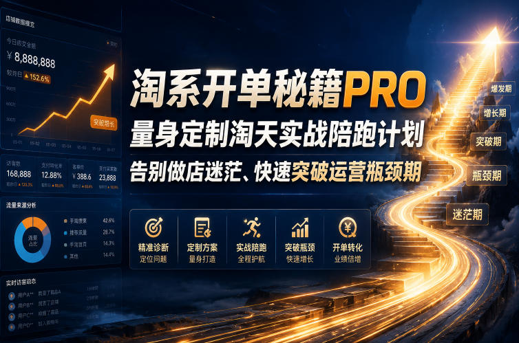 淘系开单秘籍PRO，量身定制淘天实战陪跑计划，告别做店迷茫、快速突破运营瓶颈期(更新260823)-阿牛笔记