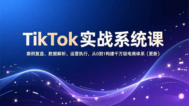 TikTok实战系统课，案例复盘、数据解析、运营执行，从0到1构建千万级电商体系(更新-阿牛笔记