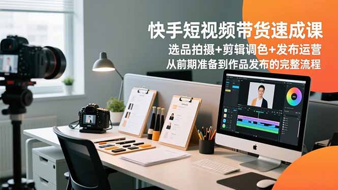 快手短视频带货速成课,选品拍摄+剪辑调色+发布运营,从前期准备到作品发布的完整流程-阿牛笔记