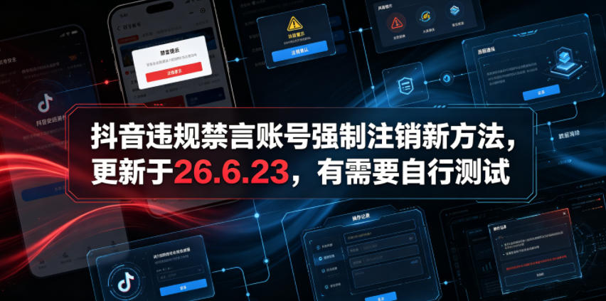抖音违规禁言账号强制注销新方法,更新于26.6.23,有需要自行测试-阿牛笔记