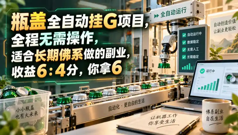 瓶盖全自动挂G项目,全程无需操作,适合长期佛系做的副业,收益6:4分,你拿6【揭秘】-阿牛笔记
