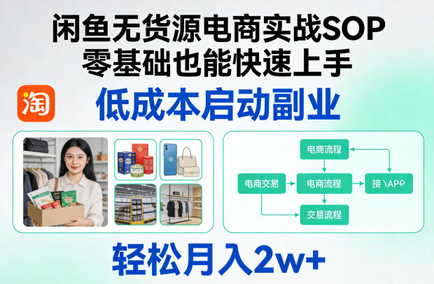 闲鱼无货源电商实战SOP，零基础也能快速上手，低成本启动副业，轻松月入2w+-阿牛笔记