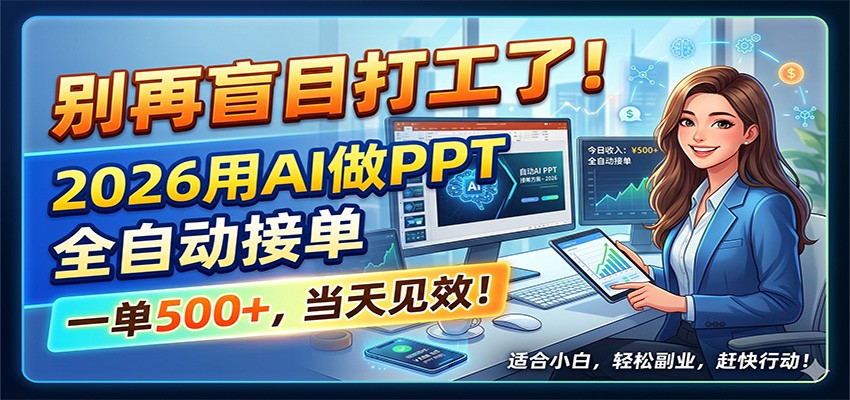 别再盲目打工了！2026用AI做PPT全自动接单，一单5张+，当天见效！-阿牛笔记