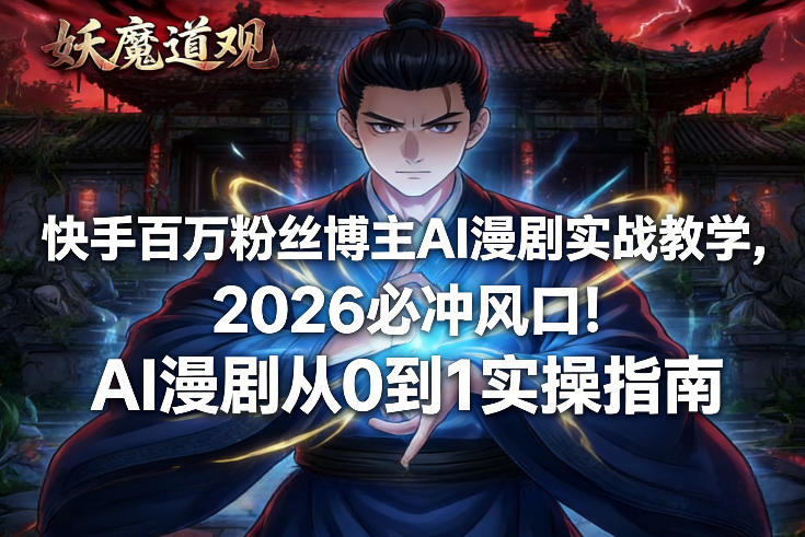 快手百万粉丝博主AI漫剧实战教学，2026必冲风口！AI漫剧从0到1实操指南-阿牛笔记