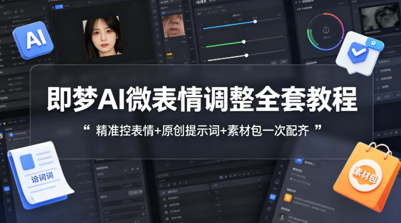 即梦AI微表情调整全套教程，精准控表情+原创提示词+素材包一次配齐-阿牛笔记