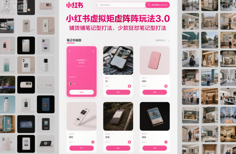 小红书虚拟矩阵玩法3.0，铺货铺笔记型打法，少款狂怼笔记型打法-阿牛笔记