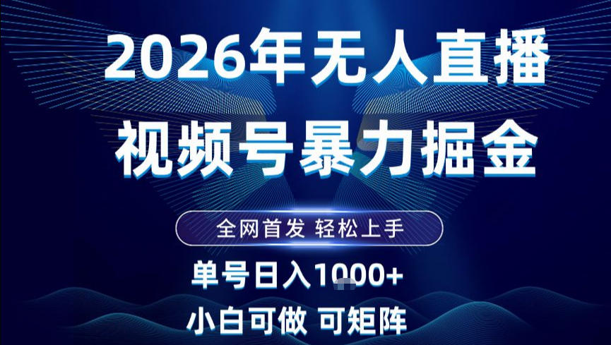 2026最新视频号无人直播掘金，全网首发，小白可以玩，长期稳定日入1k+【揭秘】-阿牛笔记