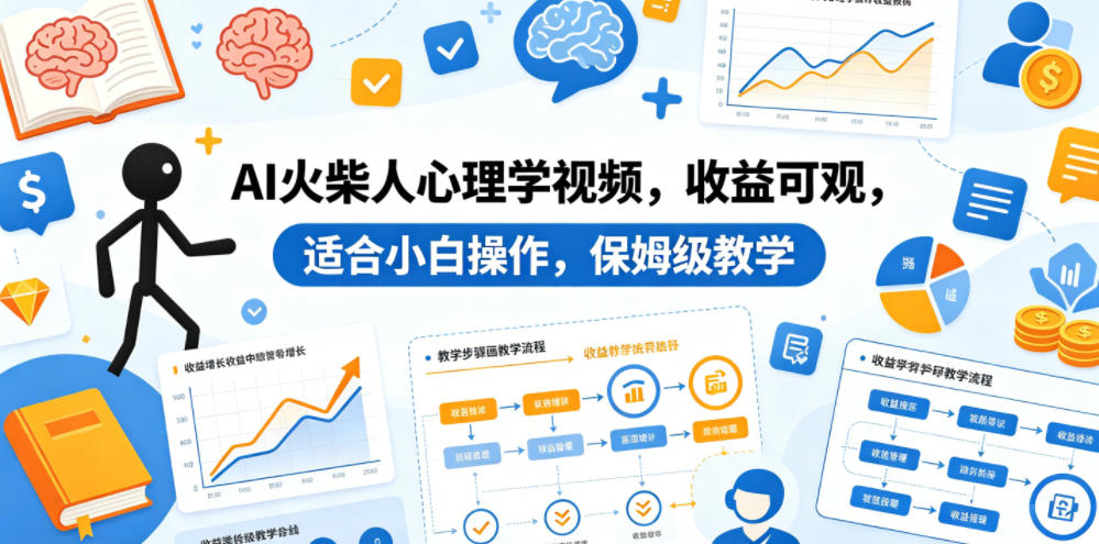AI火柴人心理学视频，收益可观，适合小白操作，保姆级教学-阿牛笔记