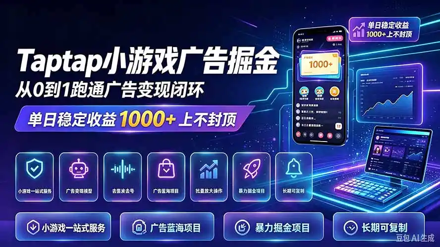 TapTap小游戏广告掘金日赚收益1000+上不封顶-阿牛笔记