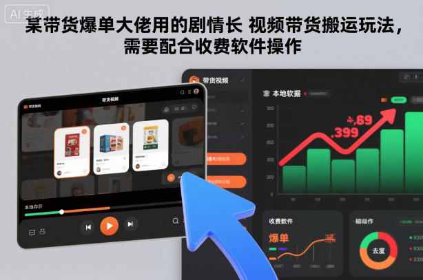 某带货爆单大佬用的剧情长视频带货搬运玩法,需要配合收费软件操作-阿牛笔记