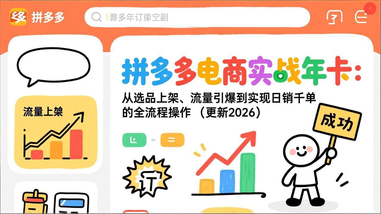 拼多多电商实战年卡：从选品上架、流量引爆到实现日销千单的全流程操作(更新2026年8月-阿牛笔记