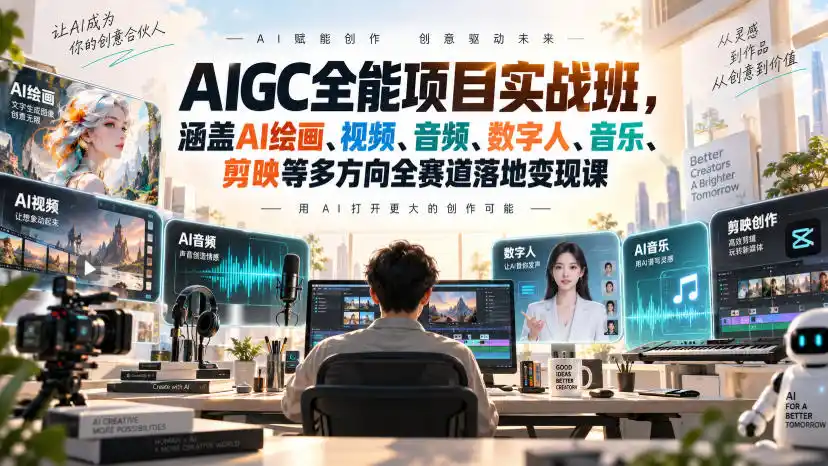 AIGC全能项目实战班,涵盖AI绘画、视频、音频、数字人、音乐、剪映等多方向全赛道落地变现课-阿牛笔记