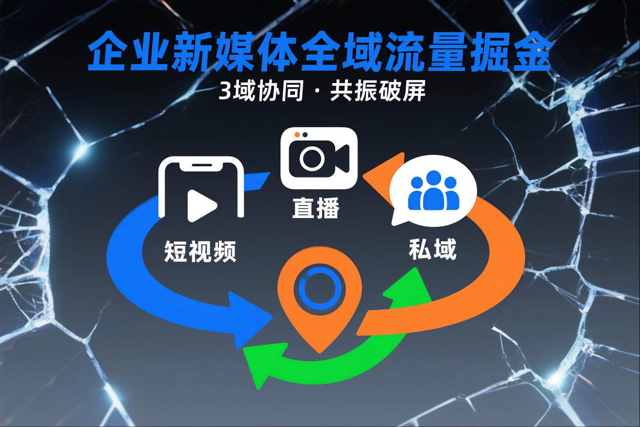 短视频全域商业模式，企业新媒体全域流量掘金，3域协同，共振破屏，短视频-直播-私域-地域-阿牛笔记