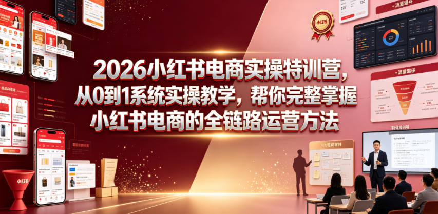 2026小红书电商实操特训营，从0到1系统实操教学，帮你完整掌握小红书电商的全链路运营方法-阿牛笔记