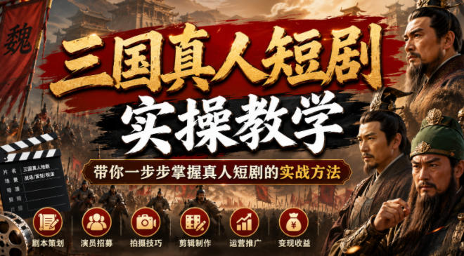 三国真人短剧实操教学,带你一步步掌握真人短剧的实战方法-阿牛笔记
