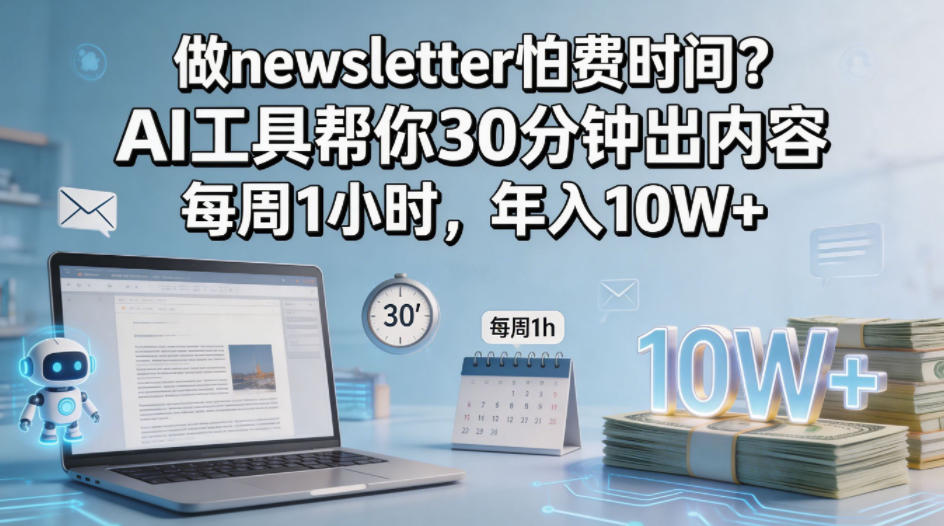 做newsletter怕费时间？AI工具帮你30分钟出内容，每周1小时，年入10W+！【原创双语字幕】-阿牛笔记