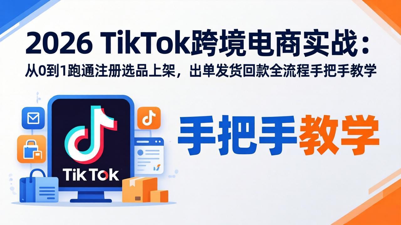 2026TikTok跨境电商实战：从0到1跑通注册选品上架，出单发货回款全流程手把手教学-阿牛笔记