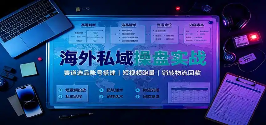 海外私域操盘实战:赛道选品账号搭建,短视频跑量,销转物流回款-阿牛笔记